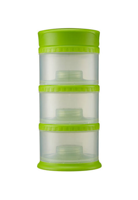 Innobaby Packin' Smart Stackable and Portable Storage System for Formula, Liquid, Baby Snacks and More. 3 Stackable Cups in Lime