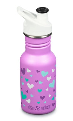 Klean Kanteen Bottle 12oz Kid Classic Narrow Sport Orchid Hearts